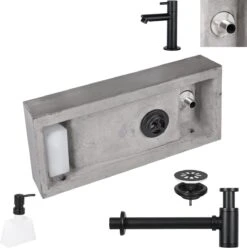 Differnz Jax Fonteinset - Wasbak Beton - Donkergrijs - Rechte Kraan - Mat Zwart - Standaard Greep - 42 X 18.5 X 9 Cm 28 Differnz Jax Fonteinset - Wasbak Beton - Donkergrijs - Rechte Kraan - Mat Zwart - Standaard Greep - 42 X 18.5 X 9 Cm -Badkamer Wijs 1196x1200 30