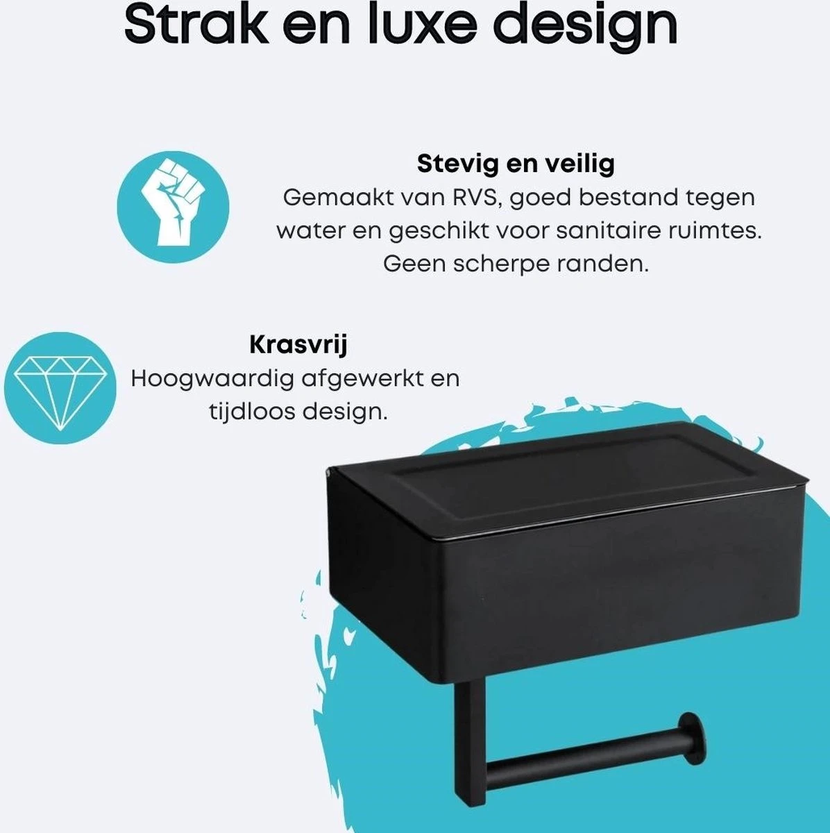 WC Rolhouder - Toiletrolhouder - Zwart - RVS - Zonder Boren - Met Plankje & Bakje - Inclusief Montagemateriaal - Toilet Accessoires - EJC Products 6 WC Rolhouder - Toiletrolhouder - Zwart - RVS - Zonder Boren - Met Plankje & Bakje - Inclusief Montagemateriaal - Toilet Accessoires - EJC Products - Afbeelding 4