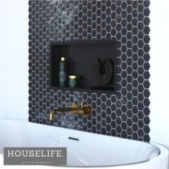 HouseLife Inbouwnis Badkamer - Mat Zwart - 60x30x7 Cm - Roestvrij Staal (RVS) -Badkamer Wijs 1198x1200 37