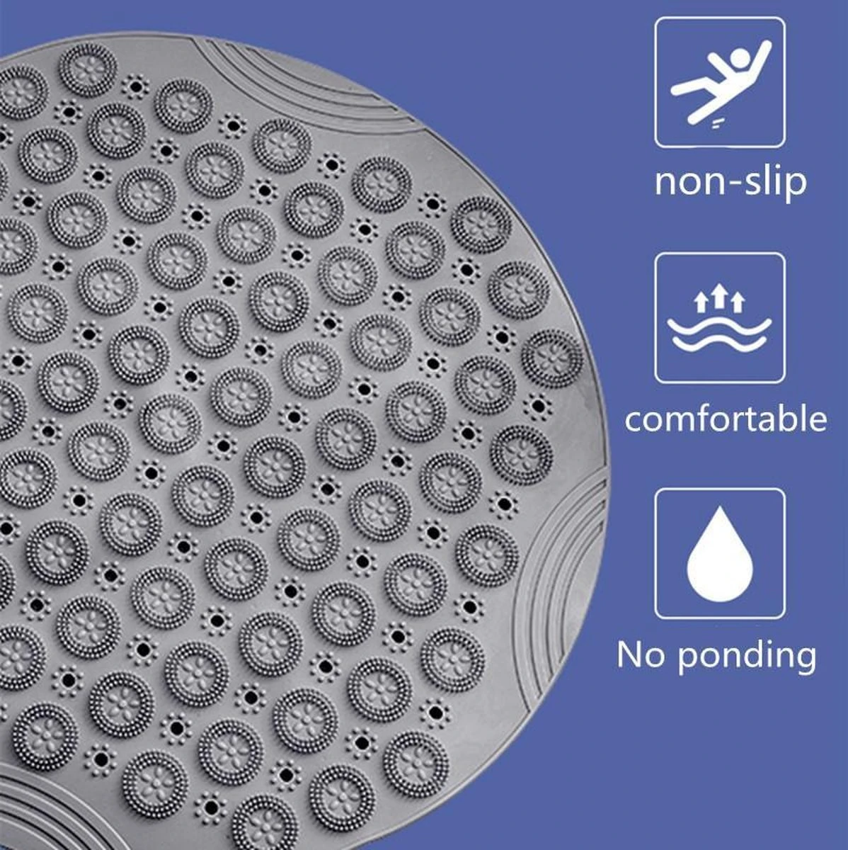 Merkloos TDR-Antislip Mat - 55x55CM - Rond - Grijs - Badmat Badkamer - Douchemat - Badkamermat - Antislipmat Voor Douche 6 Merkloos TDR-Antislip Mat - 55x55CM - Rond - Grijs - Badmat Badkamer - Douchemat - Badkamermat - Antislipmat Voor Douche - Afbeelding 4