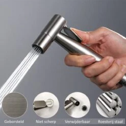 BetterSells® Bidet Handdoucheset - Shattaf - Bidet Sproeier Uit Geborsteld RVS - Inclusief Slang, T-stuk & Wandhouder -Badkamer Wijs 1198x1200 43