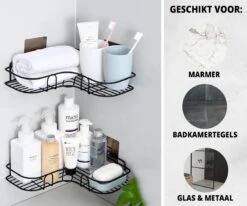 HouseLife™ Doucherek Zonder Boren - Zwart - Zelfklevend - Douchemand - Badkamer Doucherek – 30 Cm - Incl. 2 Sterke Muurstickers -Badkamer Wijs 1200x1000 20