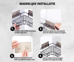 HouseLife™ Doucherek Zonder Boren - Zwart - Zelfklevend - Douchemand - Badkamer Doucherek – 30 Cm - Incl. 2 Sterke Muurstickers -Badkamer Wijs 1200x1000 22