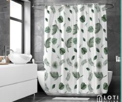 Loti Living Douchegordijn Anti Schimmel – Blaadjes - Inclusief Ringen – Waterdicht - Polyester - Douchegordijn 180x200 Cm -Badkamer Wijs 1200x1000 29