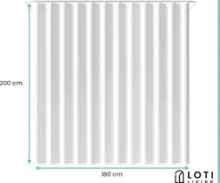 Loti Living Douchegordijn Anti Schimmel – Wit - Inclusief Ringen – Waterdicht - Polyester - Douchegordijn 180x200 Cm -Badkamer Wijs 1200x1000 44