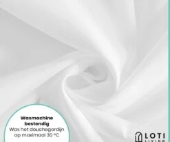 Loti Living Douchegordijn Anti Schimmel – Wit - Inclusief Ringen – Waterdicht - Polyester - Douchegordijn 180x200 Cm -Badkamer Wijs 1200x1000 45