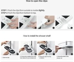 BOTC Doucherek - Zonder Boren - Doucherek Hangend – Badkamer Organizer – Douche Organizer - Doucherekje -Badkamer Wijs 1200x1003