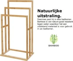 Merkloos Decopatent® Handdoekrek - Vrijstaand Handdoekenrek Voor In Badkamer - Handdoekrek - Bamboe Hout - Handdoek - Droogrek Met 3 Armen -Badkamer Wijs 1200x1003 4