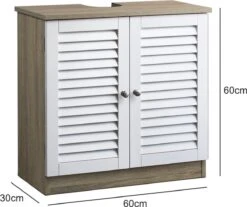 Casaria Wastafel Onderkast Met Uitsparing 60 X 30 X 60cm Witbruin -Badkamer Wijs 1200x1004 10