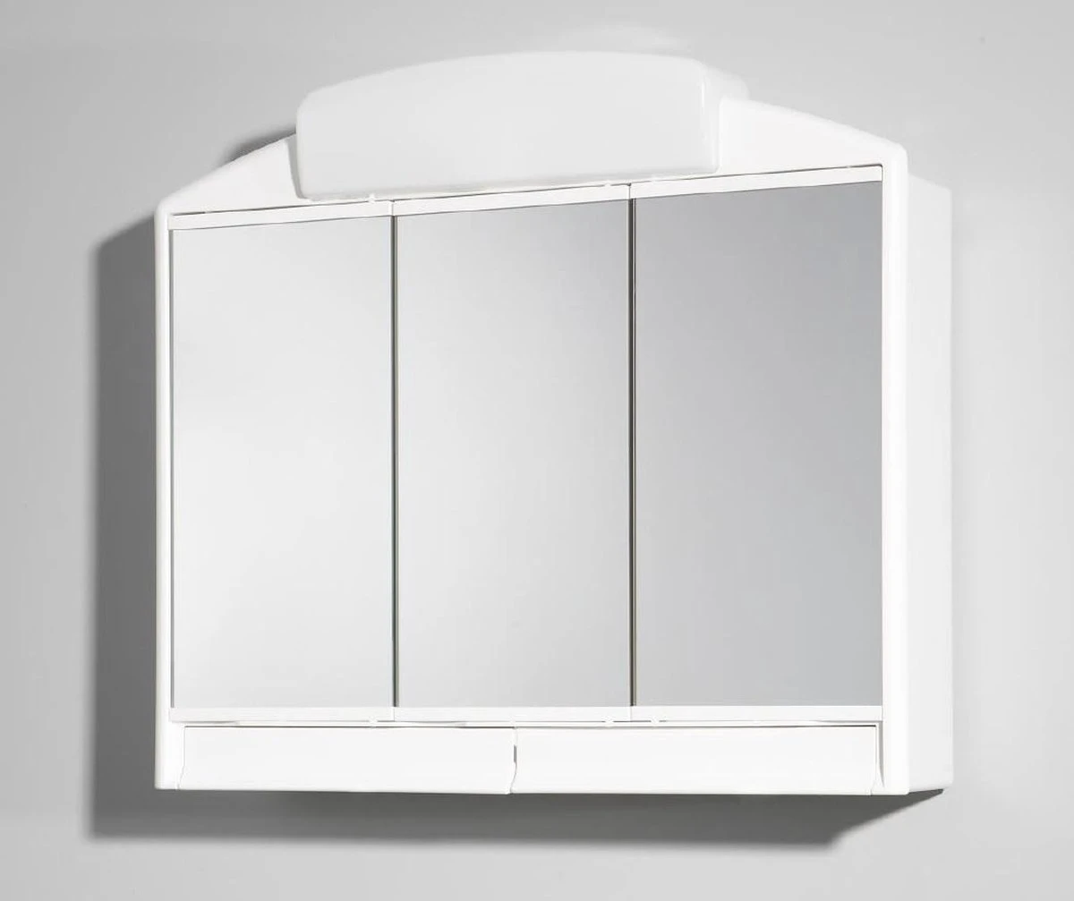 Badkamerkast Met Spiegel - 3 Deurs - Wit - Stopcontact En Verlichting (niet Inbegrepen) 3 Badkamerkast Met Spiegel - 3 Deurs - Wit - Stopcontact En Verlichting (niet Inbegrepen)