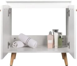 Luxiqo Wastafel Onderkast - Wastafel Onderkast Met Uitsparing - Wastafelmeubel - Badkamerkast - Wit/Eiken - 60 X 40 X 60.5 Cm -Badkamer Wijs 1200x1019 3