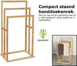 Merkloos Decopatent® Handdoekrek - Vrijstaand Handdoekenrek Voor In Badkamer - Handdoekrek - Bamboe Hout - Handdoek - Droogrek Met 3 Armen -Badkamer Wijs 1200x1030 3