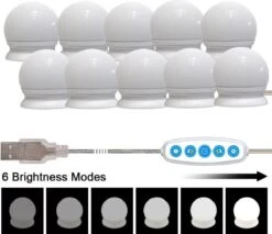 Merkloos Hollywood Spiegellampen – Spiegelverlichting Met 10 LED Lampen – Dimbare Make Up Spiegel Lamp – 4 Meter Kabel -Badkamer Wijs 1200x1034
