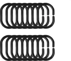 FSW-Products - 12 Stuks - Gordijnringen - 4.6x2.9cm - Buigbaar - Douchegordijn - Ringen Voor Gordijnen - Ring - Gordijnhaken - Haken - Gordijn - Douchegordijnringen - Zwart -Badkamer Wijs 1200x1035 1