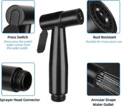 Merkloos Bidet Handdouche - Shattaf - Bidet Sproeier - Bidetkraan - Handheld Bidet Spray Met 120 Cm Doucheslang / Houder- Zwart -Badkamer Wijs 1200x1045 5