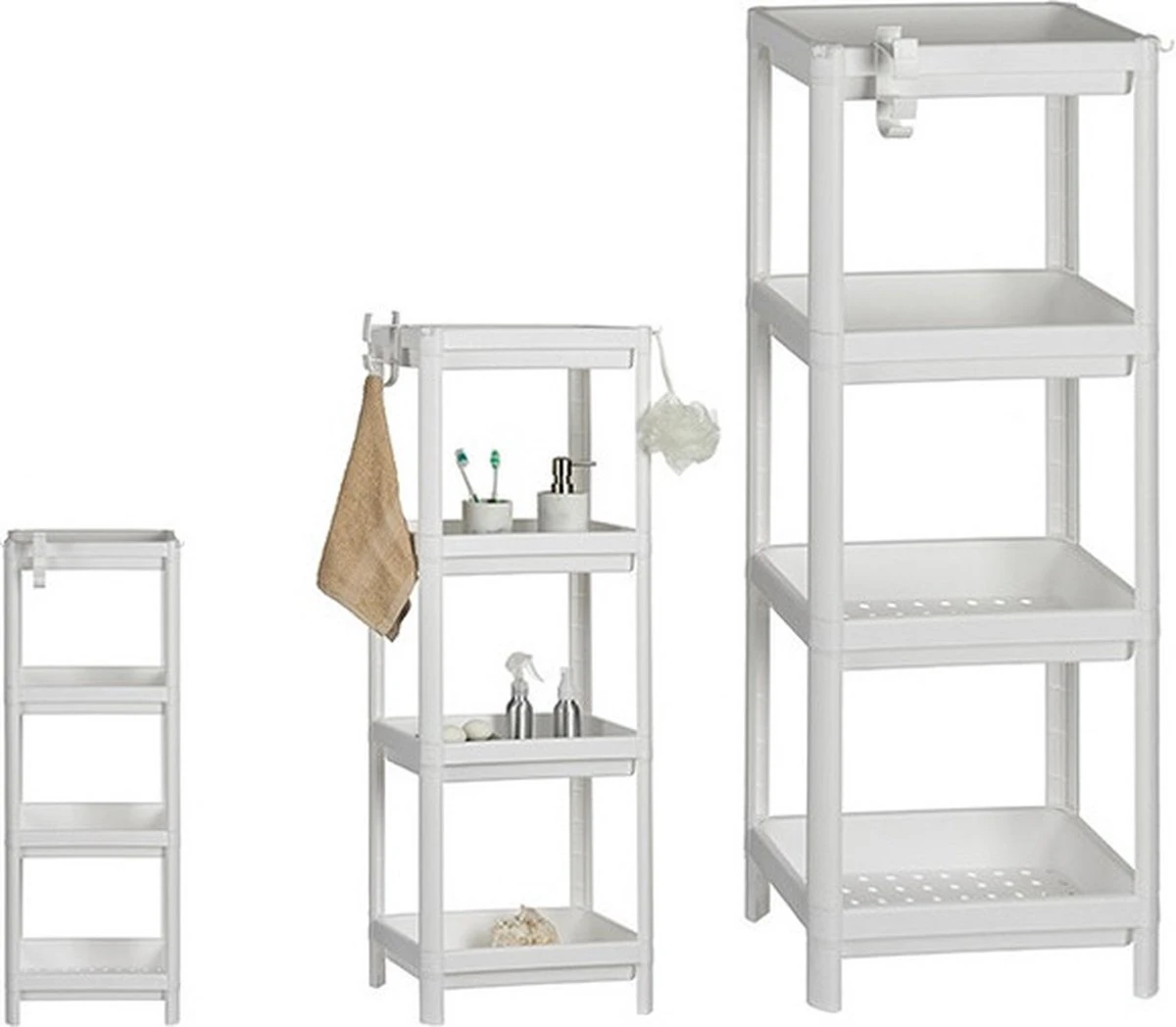 Badkamerrek/opbergkast Wit Kunststof 4-laags 36 X 23 X 100 Cm - Handdoeken En Toiletspullen Badkamerrekjes 4 Badkamerrek/opbergkast Wit Kunststof 4-laags 36 X 23 X 100 Cm - Handdoeken En Toiletspullen Badkamerrekjes - Afbeelding 2