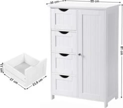 Badkamerkast, Ladekast Met 4 Schuifladen En 1 Deur, Wit, 55 X 81 X 30 Cm -Wastafelonderkast - Badkamermeubel 17 Badkamerkast, Ladekast Met 4 Schuifladen En 1 Deur, Wit, 55 X 81 X 30 Cm -Wastafelonderkast - Badkamermeubel -Badkamer Wijs 1200x1052 2