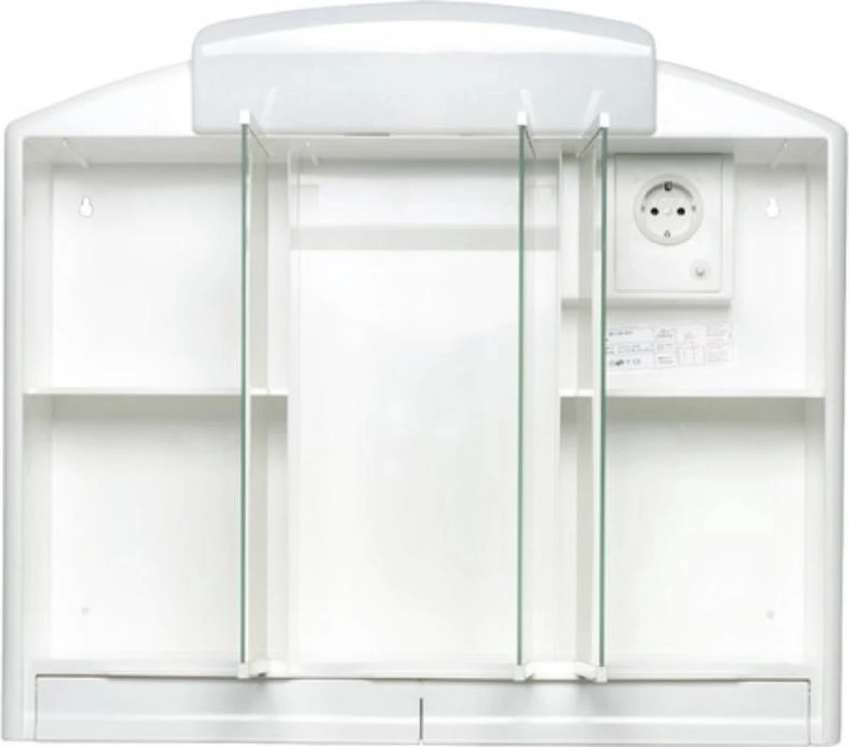 Badkamerkast Met Spiegel - 3 Deurs - Wit - Stopcontact En Verlichting (niet Inbegrepen) 4 Badkamerkast Met Spiegel - 3 Deurs - Wit - Stopcontact En Verlichting (niet Inbegrepen) - Afbeelding 2