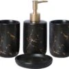 Badkamer Accessoires Set – Tandenborstelhouder –Zeeppompje Zeepbakje – Keramiek Met Marmer Design – Zwart -Badkamer Wijs 1200x1059 5