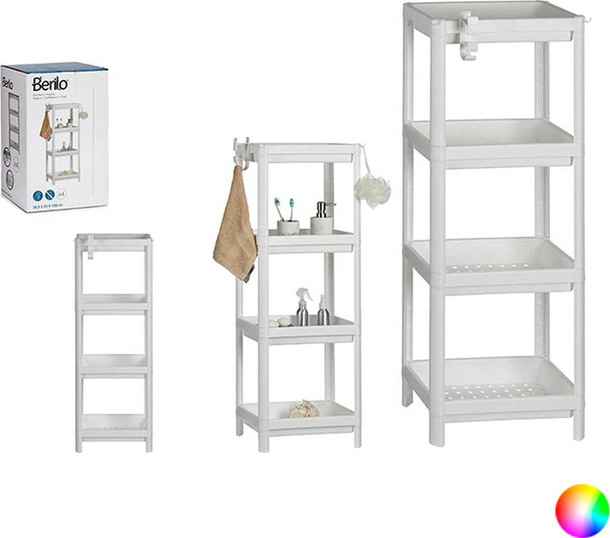 Badkamerrek/opbergkast Wit Kunststof 4-laags 36 X 23 X 100 Cm - Handdoeken En Toiletspullen Badkamerrekjes 6 Badkamerrek/opbergkast Wit Kunststof 4-laags 36 X 23 X 100 Cm - Handdoeken En Toiletspullen Badkamerrekjes - Afbeelding 4