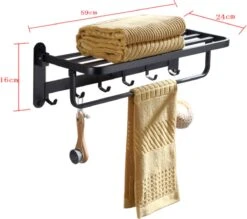 Handdoekrek – Handdoekenrek Badkamer – Badkamerrek – Doucherek – Handdoekhouder – Handdoekrek Badkamer – 60cm – Zwart -Badkamer Wijs 1200x1063 1