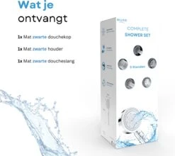 Belliese Doucheset Ionic - Douchekop - Doucheslang - Douchekophouder - Douchekop Met Slang - Waterbesparende Douchekop - Ionische Filter Douchekop - Badkamer Accessoires - Montage Zonder Boren - 5 Standen - Chroom -Badkamer Wijs 1200x1067