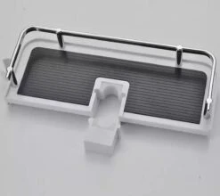 Merkloos Doucherek Zonder Boren –Douchemand- Badkamerrek-Doucheplank- Badkamer Organiser- Doucherek Hangend-Doucherek Zwart – Doucherek Hangend – Badkamer Organizer – Douche Organizer - Doucherekje - Doucherekje Zonder Boren-Zilver-Zwart-Wit -Badkamer Wijs 1200x1068