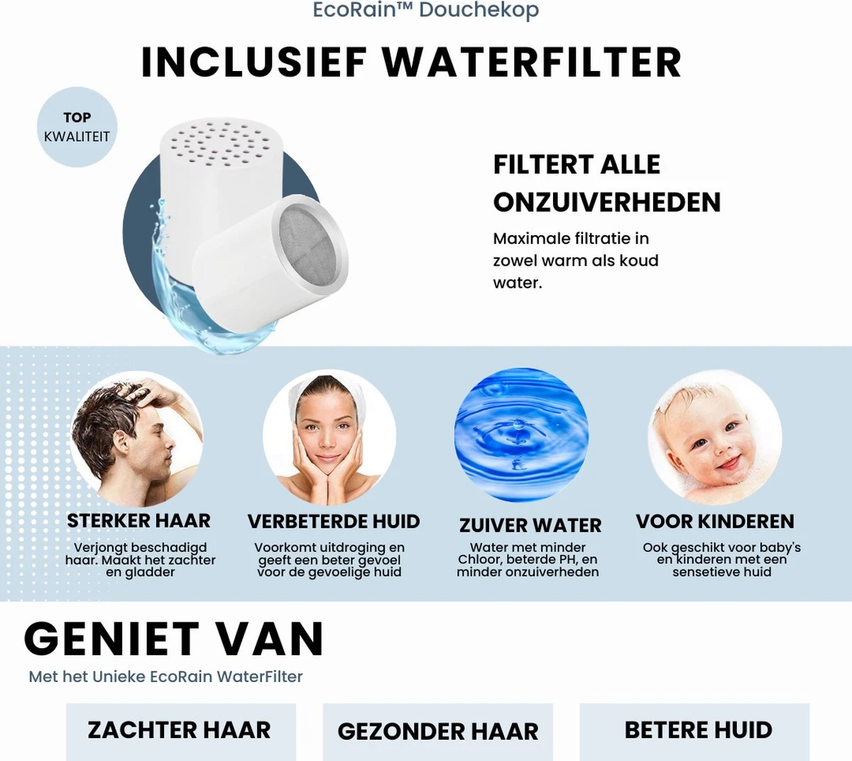 EcoRain™ Charly Waterbesparende Douchekop Zwart - 50% Waterbesparend - Regendouche 13 Cm - 3 Sproeistanden - Hoge Druk - Handdouche 6 EcoRain™ Charly Waterbesparende Douchekop Zwart - 50% Waterbesparend - Regendouche 13 Cm - 3 Sproeistanden - Hoge Druk - Handdouche - Afbeelding 4