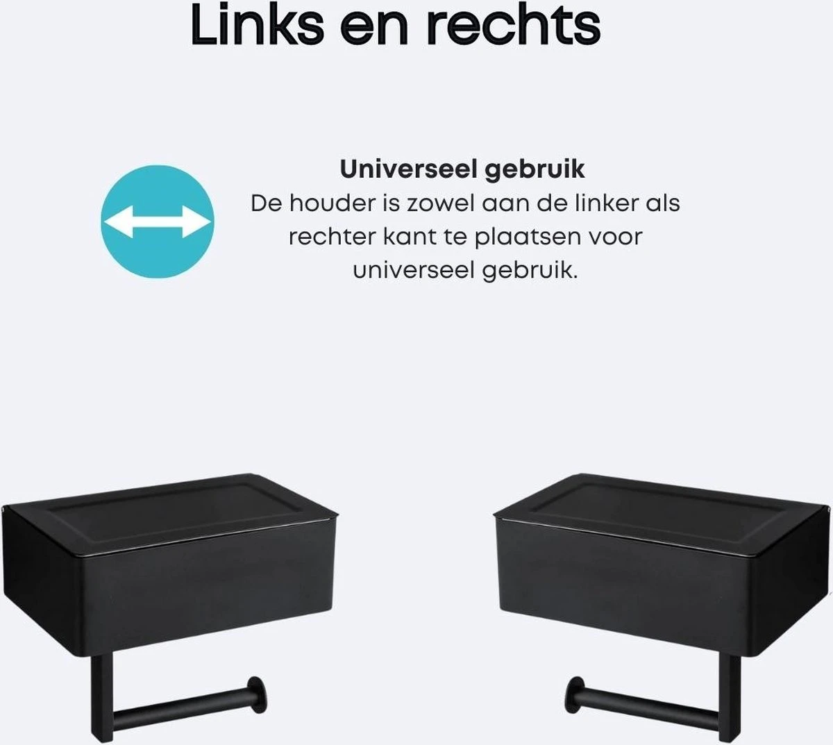 WC Rolhouder - Toiletrolhouder - Zwart - RVS - Zonder Boren - Met Plankje & Bakje - Inclusief Montagemateriaal - Toilet Accessoires - EJC Products 7 WC Rolhouder - Toiletrolhouder - Zwart - RVS - Zonder Boren - Met Plankje & Bakje - Inclusief Montagemateriaal - Toilet Accessoires - EJC Products - Afbeelding 5