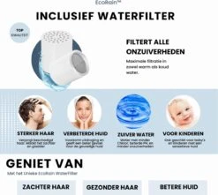 EcoRain™ Waterbesparende Douchekop Mark Met WATERFILTER - 50% Waterbesparend - Regendouche - 5 Sproeistanden - Hoge Druk - Betere Huid - Handdouche - Luxe Moderne Douchekop - Hoge Kwaliteit - Chrome -Badkamer Wijs 1200x1073 5