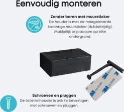 WC Rolhouder - Toiletrolhouder - Zwart - RVS - Zonder Boren - Met Plankje & Bakje - Inclusief Montagemateriaal - Toilet Accessoires - EJC Products 14 WC Rolhouder - Toiletrolhouder - Zwart - RVS - Zonder Boren - Met Plankje & Bakje - Inclusief Montagemateriaal - Toilet Accessoires - EJC Products -Badkamer Wijs 1200x1082 3