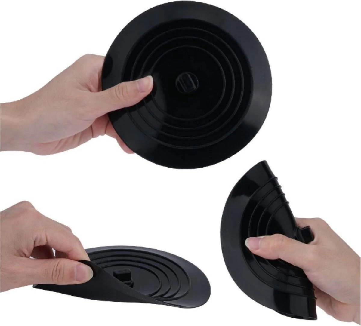 Merkloos Silicone Afvoerstop - Afvoerplug - 15CM - Afvoerstop Voor Gootsteen Douche Wasbak - Afvoerstopper - Zwart 6 Merkloos Silicone Afvoerstop - Afvoerplug - 15CM - Afvoerstop Voor Gootsteen Douche Wasbak - Afvoerstopper - Zwart - Afbeelding 4