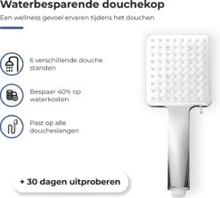 MaatWorkz - Waterbesparende Douchekop Vierkant + Douchetimer - Hoge Waterdruk - Luxe Design - 6 Standen 12 MaatWorkz - Waterbesparende Douchekop Vierkant + Douchetimer - Hoge Waterdruk - Luxe Design - 6 Standen -Badkamer Wijs 1200x1085 3
