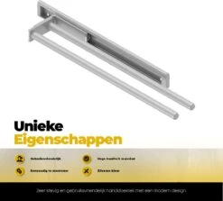 Eleganca Handdoekrek – Handdoekhouder Keuken – Handdoekstang – Ideaal Voor In Keukenkastjes – 44cm Uittrekbaar – 2 Armen – Handdoekrek Badkamer – Inclusief Bevestigingsmateriaal – Hoge Kwaliteit Aluminium – Zilver -Badkamer Wijs 1200x1085 5