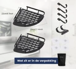 Doucherek Zonder Boren – Badkamer Accessoires – Doucherekje – Douchemand – RVS – Hoekrek – Hangend – Zwart – 2 Stuks -Badkamer Wijs 1200x1087 11