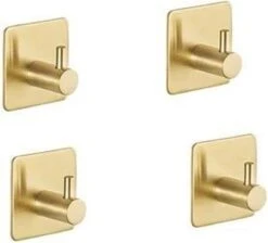 Merkloos Zelfklevende Handdoekhaakjes - Set Van 4 - Goud Kleurig - Voor Badkamer Of Keuken | Handdoekhaakjes Rvs | Handdoekhaakjes Goud Zelfklevend | Handdoekhaak Goud | Handdoek -Badkamer Wijs 1200x1087 14