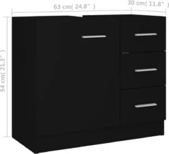 VidaXL Wastafelkast 63x30x54 Cm Spaanplaat Zwart -Badkamer Wijs 1200x1087 17