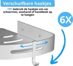BrandtBergkamp RVS Doucherek 3 Laags – Zonder Boren – Doucherek Hangend – Badkamerrek Zilver -Badkamer Wijs 1200x1087 2