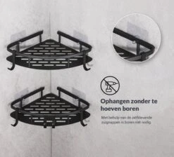 Doucherek Zonder Boren – Badkamer Accessoires – Doucherekje – Douchemand – RVS – Hoekrek – Hangend – Zwart – 2 Stuks -Badkamer Wijs 1200x1087 7