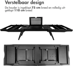 IMoshion Badplank Voor In Bad - Dienblad Inclusief Pootjes - Tablet Houder - Badrek Uitschuifbaar 75 Tot 110 Cm - Zwart -Badkamer Wijs 1200x1090 2