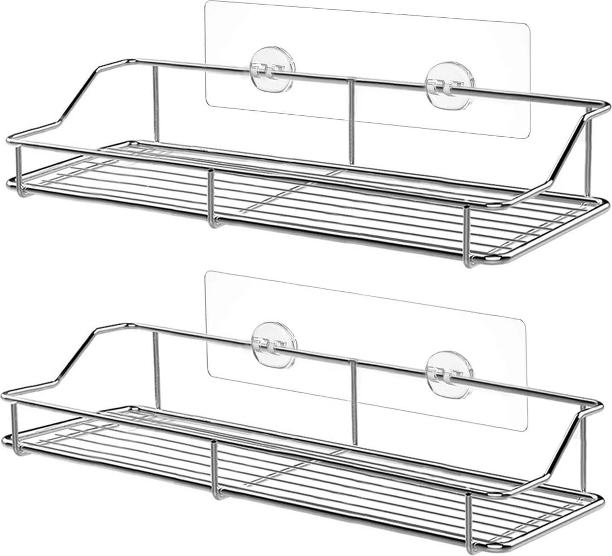 LifeGoods Zelfklevend Doucherek - 2 Stuks - Hangend Badkamer Rekje - Zonder Boren En Schroeven - RVS 3 LifeGoods Zelfklevend Doucherek - 2 Stuks - Hangend Badkamer Rekje - Zonder Boren En Schroeven - RVS