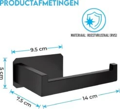 Sanics WC Rolhouder Zonder Boren - Toiletrolhouder Zelfklevend - Closetrolhouder Zwart/RVS -Badkamer Wijs 1200x1091 3