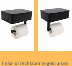 NIRAX WC Rolhouder – Toiletrolhouder - Zwart - RVS - Met Bakje Voor Vochtig Toiletpapier - Zonder Boren - Zelfklevend - Toilet Accessoires - Badkamer Accessoire - Toiletpapier Houder -Badkamer Wijs 1200x1094 2