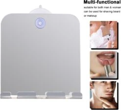 Deluqse Douchespiegel - Spiegel Zuignap - Rechthoek - Reisspiegel - Douche Spiegel Anti-Condens - Anti-Condens Spiegel - Douchespiegel Met Zuignap - Met Scheermeshouder -Badkamer Wijs 1200x1095