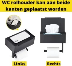 STRICX Toiletrolhouder - Zwart - Zonder Boren - Toilet Rol Houder Tissuebox - Zelfklevend - WC Rolhouder Met Opbergvak Voor Babydoekjes - Met Plankje - Toiletaccessoires -Badkamer Wijs 1200x1098 3