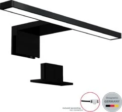 B.K.Licht - LED Spiegellamp - Zwart - Badkamerlamp - Spiegelverlichting - L:30cm - IP44 - 4.000K - 780 Lumen - 5W LED -Badkamer Wijs 1200x1103