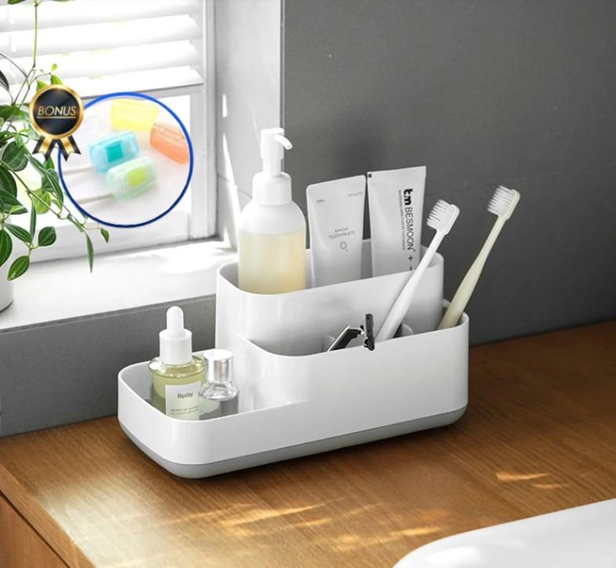 Tandenborstelhouder Badkamer – Elektrische Tandenborstel Houder - Tandenborstel - Make Up Organizer - Desk Organizer - Bureau Organizer - Opbergbox - Wit 3 Tandenborstelhouder Badkamer – Elektrische Tandenborstel Houder - Tandenborstel - Make Up Organizer - Desk Organizer - Bureau Organizer - Opbergbox - Wit