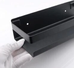 Merkloos Doucherek- Douchemand- Badkamerrek- Badkamer Organiser- Badkamer Organizer-Rekje Voor In De Douche- Badkamer Plank-Rekje Voor Shampoo- RVS- Zonder Boren- Zelfklevend- Rechthoek Vorm- Met Of Zonder Schroeven- Ophangbaar- Met Lijm- 40 Cm- Zwart -Badkamer Wijs 1200x1107 3