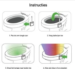 Toiletpotverlichting · Toiletpot · Verlichting · LED · WC · Toilet Lamp · Nachtlamp Verlichting Met Bewegingssensor · Multicolor · 8 Kleuren -Badkamer Wijs 1200x1108 11