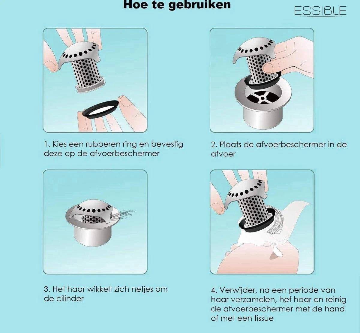 Afvoer Ontstopper- Haarvanger - Anti-Verstoppingen - Gootsteen Zeef - Haarfilter - RVS 9 Afvoer Ontstopper- Haarvanger - Anti-Verstoppingen - Gootsteen Zeef - Haarfilter - RVS - Afbeelding 7